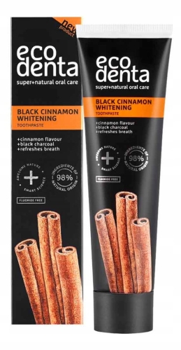 ECODENTA Czarna Pasta do Zębów Wybielająca z Cynamonem 100ml BEZ FLUORU