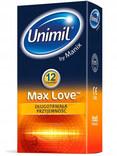 Prezerwatywy Unimil MAX LOVE 12sztOpóźniające Wytrysk Wydłużające Sex
