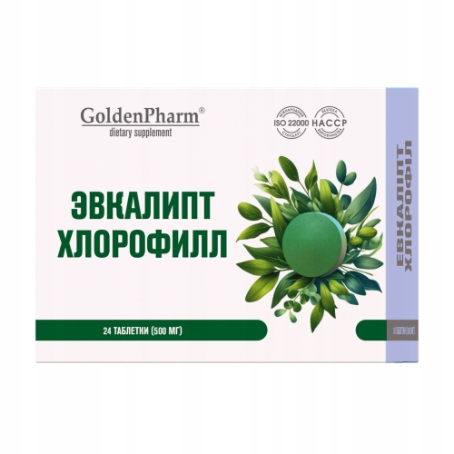 Golden Pharm Eukaliptus + Chlorofil Ból Gardła 24 tabletki 500mg