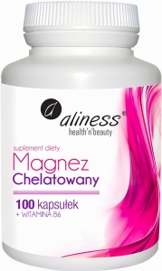 Aliness Magnez Chelatowany 560 mg + Wit B6 100 kapsułek Skurcze Mięśni