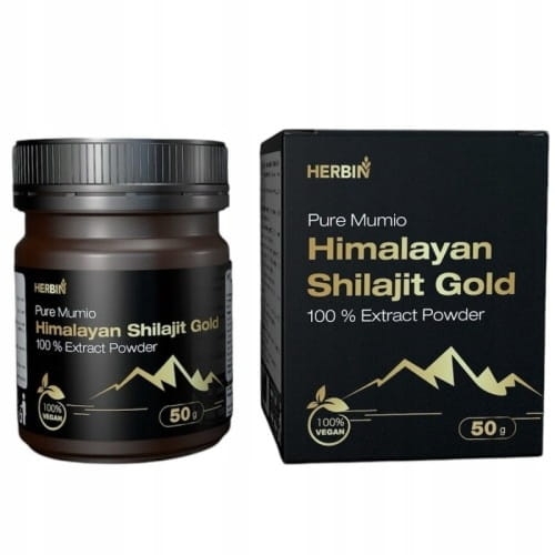 Herbin MUMIO Czyste Himalajskie SHILAJIT Gold Żywe 100% Proszek 50g