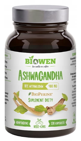 Biowen ASHWAGANDHA 120kapsułek Ekstrakt ŻEŃ-SZEŃ Energia STRES