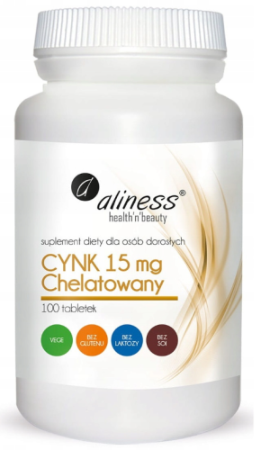 Aliness Cynk Chelatowany CHELAT Diglicynian Cynku 100tabletek 15mg