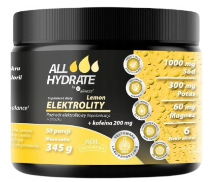 Aliness AllHydrate Elektrolity Lemon + Kofeina Proszek 145g