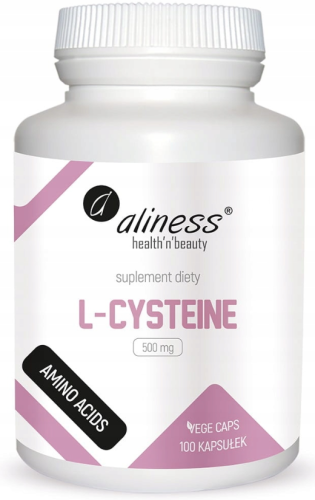 Aliness L- CYSTEINA Glukoza Skóra Włosy Paznokcie 500mg 100kaps